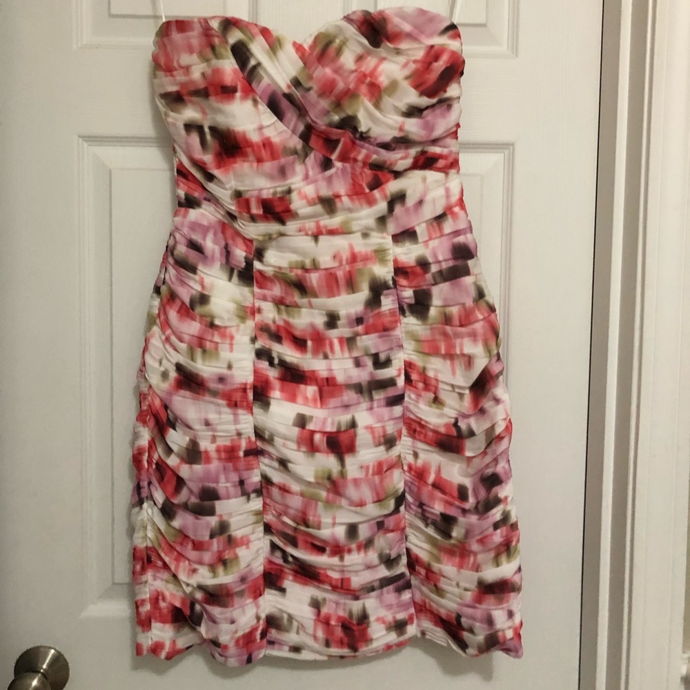 H&M Floral Strapless Dress with boning